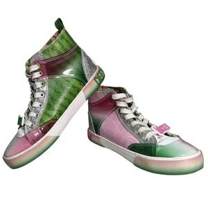 Ground Up Wicked Witch Pink Green High Top Sneakers Women US 7.5 EUR 38.5